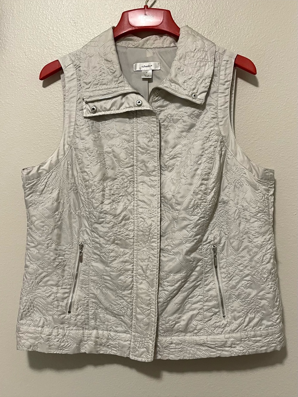 CJ Banks Quilted Vest - Silver Tone Utility & Lightweight - Size X